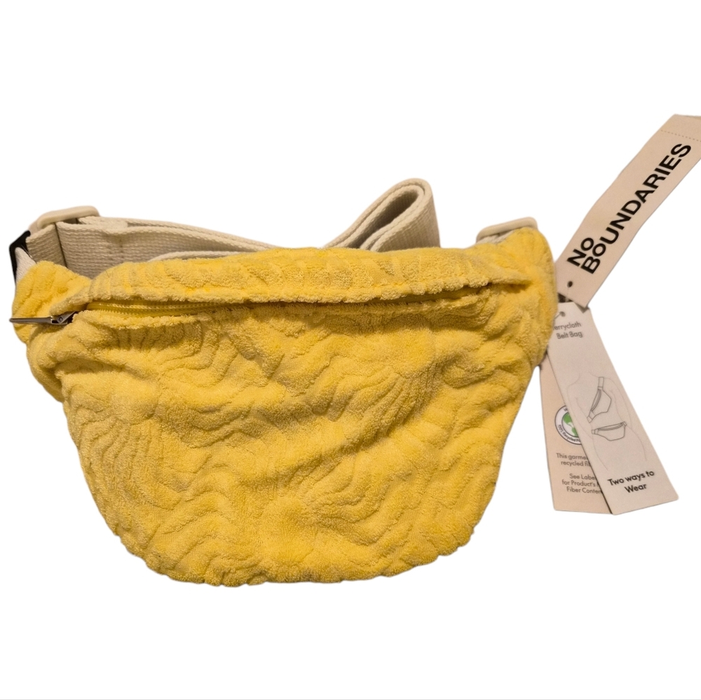 No Boundaries Yellow Terrycloth Belt Bag New